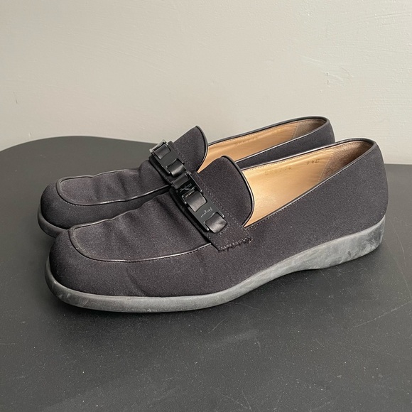 Salvatore Ferragamo Shoes - Salvatore Ferragamo Sport Black Fabric Logo Bit Loafers Shoes Made in Italy 9.5